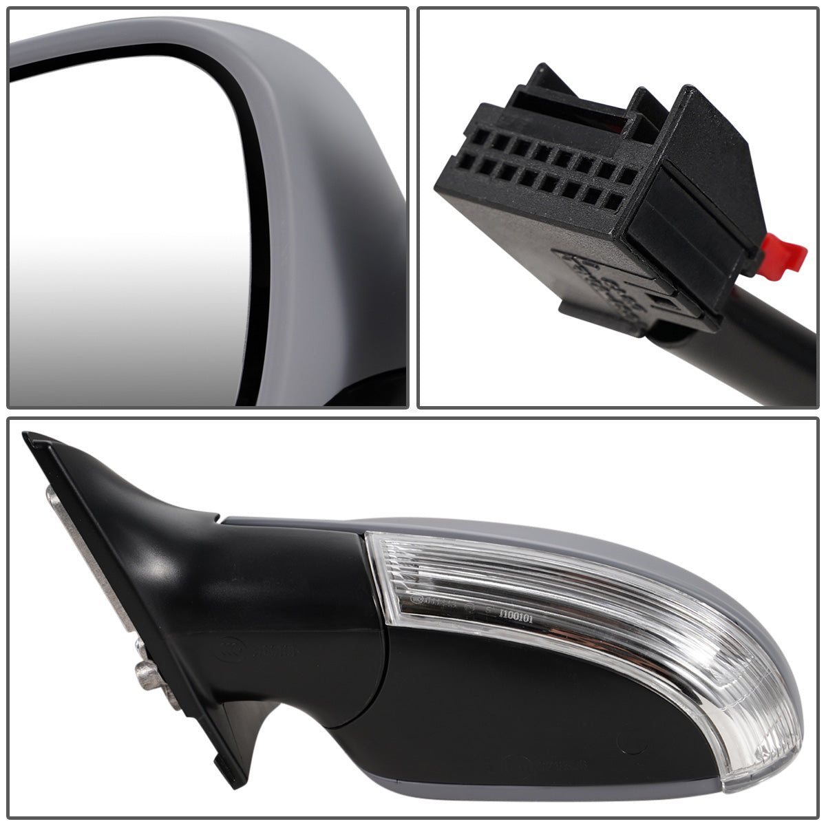 RETROVISOR MIRROR - OEM - 05-10 VOLKSWAGEN JETTA - POWERED - HEATED - W/ SIGNAL LIGHT - FOLDING - LEFT - GRAY