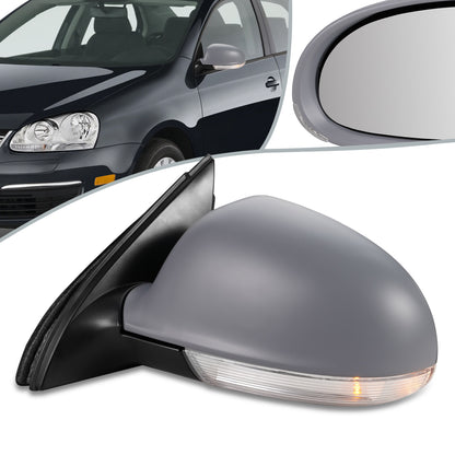RETROVISOR MIRROR - OEM - 04-08 VOLKSWAGEN GOLF / 06-09 VOLKSWAGEN RABBIT - POWERED - HEATED - W/ SIGNAL LIGHT - W/ PUDDLE LIGHT - FOLDING - LEFT - GRAY