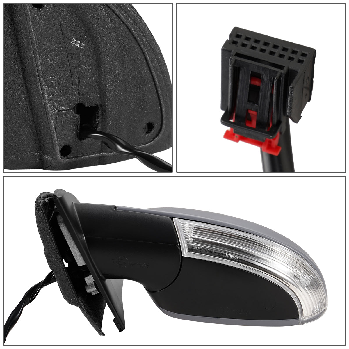 RETROVISOR MIRROR - OEM - 04-08 VOLKSWAGEN GOLF / 06-09 VOLKSWAGEN RABBIT - POWERED - HEATED - W/ SIGNAL LIGHT - FOLDING - LEFT - GRAY