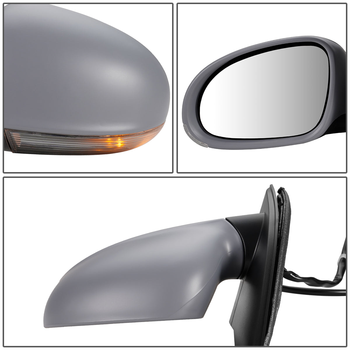 RETROVISOR MIRROR - OEM - 04-08 VOLKSWAGEN GOLF / 06-09 VOLKSWAGEN RABBIT - POWERED - HEATED - W/ SIGNAL LIGHT - FOLDING - LEFT - GRAY