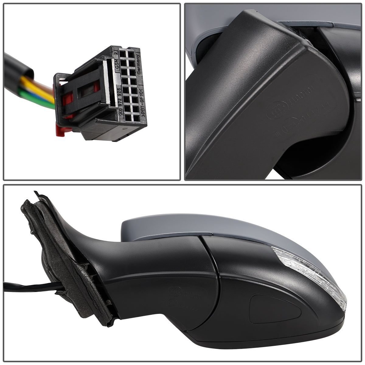 RETROVISOR MIRROR - OEM - 09-11 VOLKSWAGEN TIGUAN - POWERED - HEATED - W/ SIGNAL LIGHT - FOLDING - LEFT - GRAY