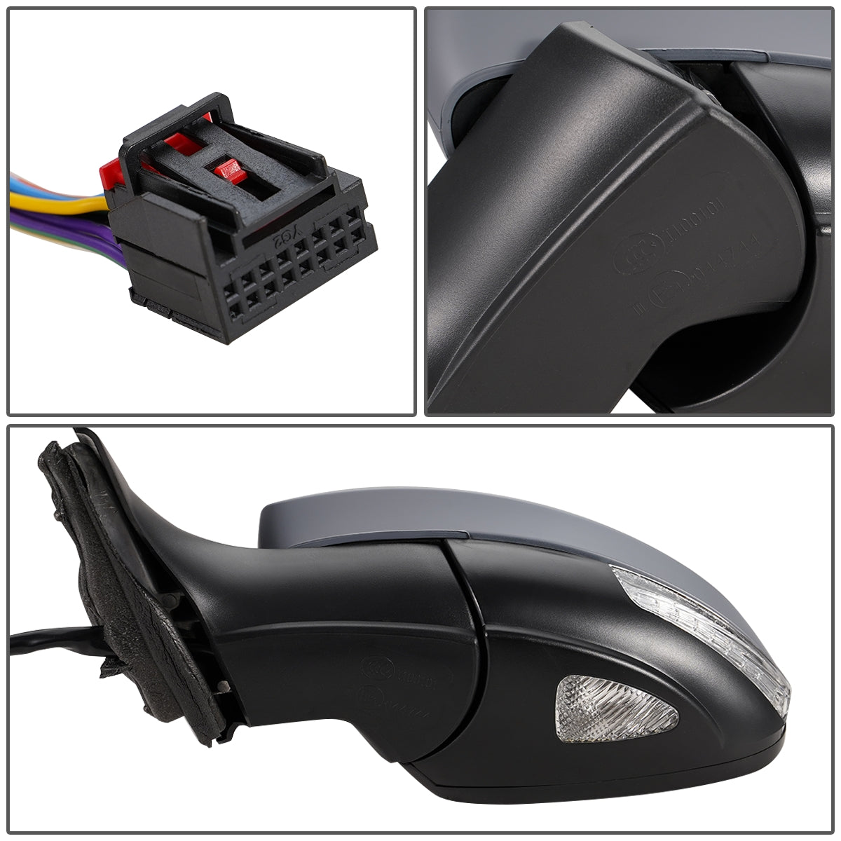 RETROVISOR MIRROR - OEM - 09-11 VOLKSWAGEN TIGUAN - POWERED - HEATED - W/ SIGNAL LIGHT - W/ MEMORY - W/ PUDDLE LIGHT - FOLDING - W/ AUTO BACK HOLD - LEFT - GRAY