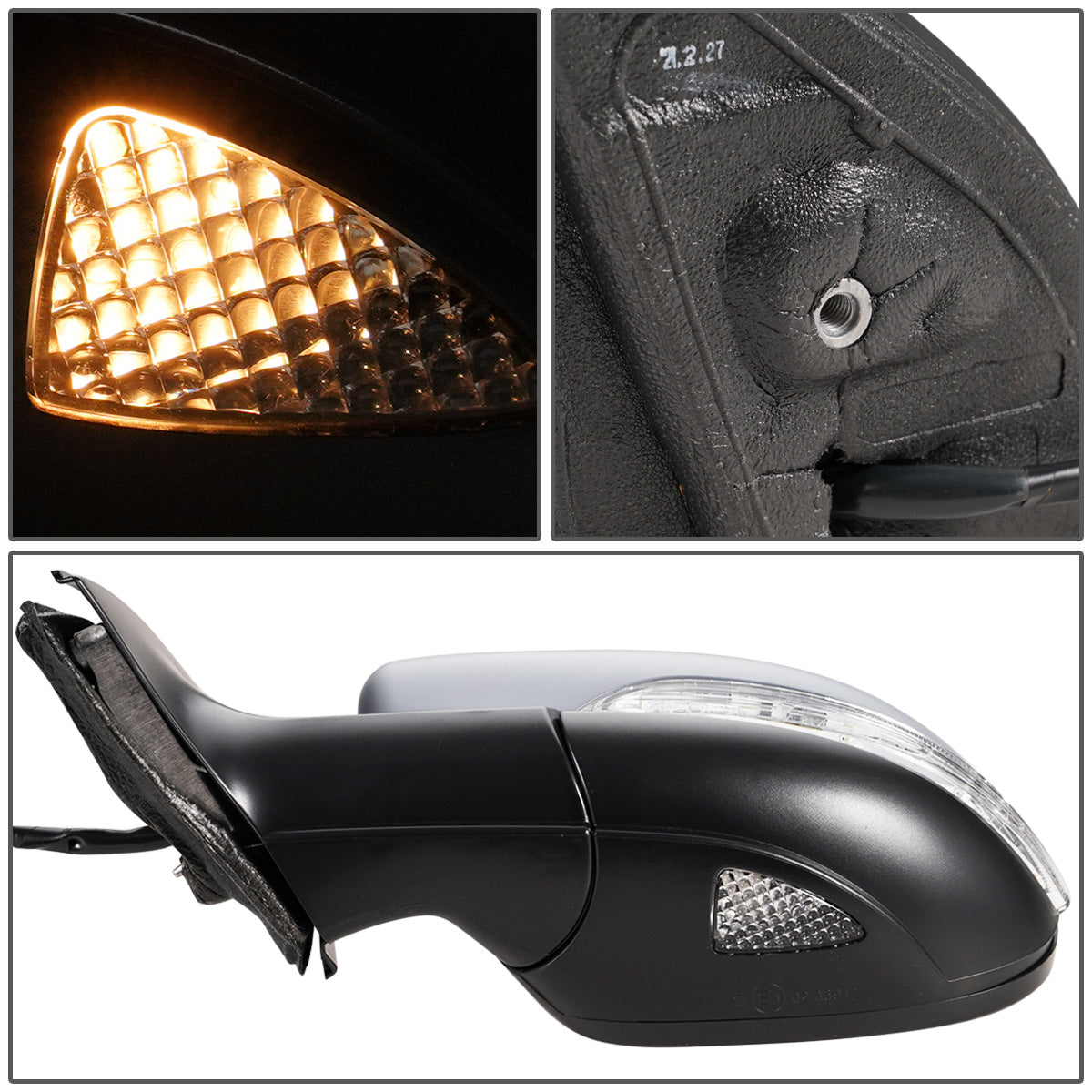 RETROVISOR MIRROR - OEM - 09-12 VOLKSWAGEN GOLF - POWERED - HEATED - W/ MEMORY - W/ PUDDLE LIGHT - FOLDING - LEFT - GRAY