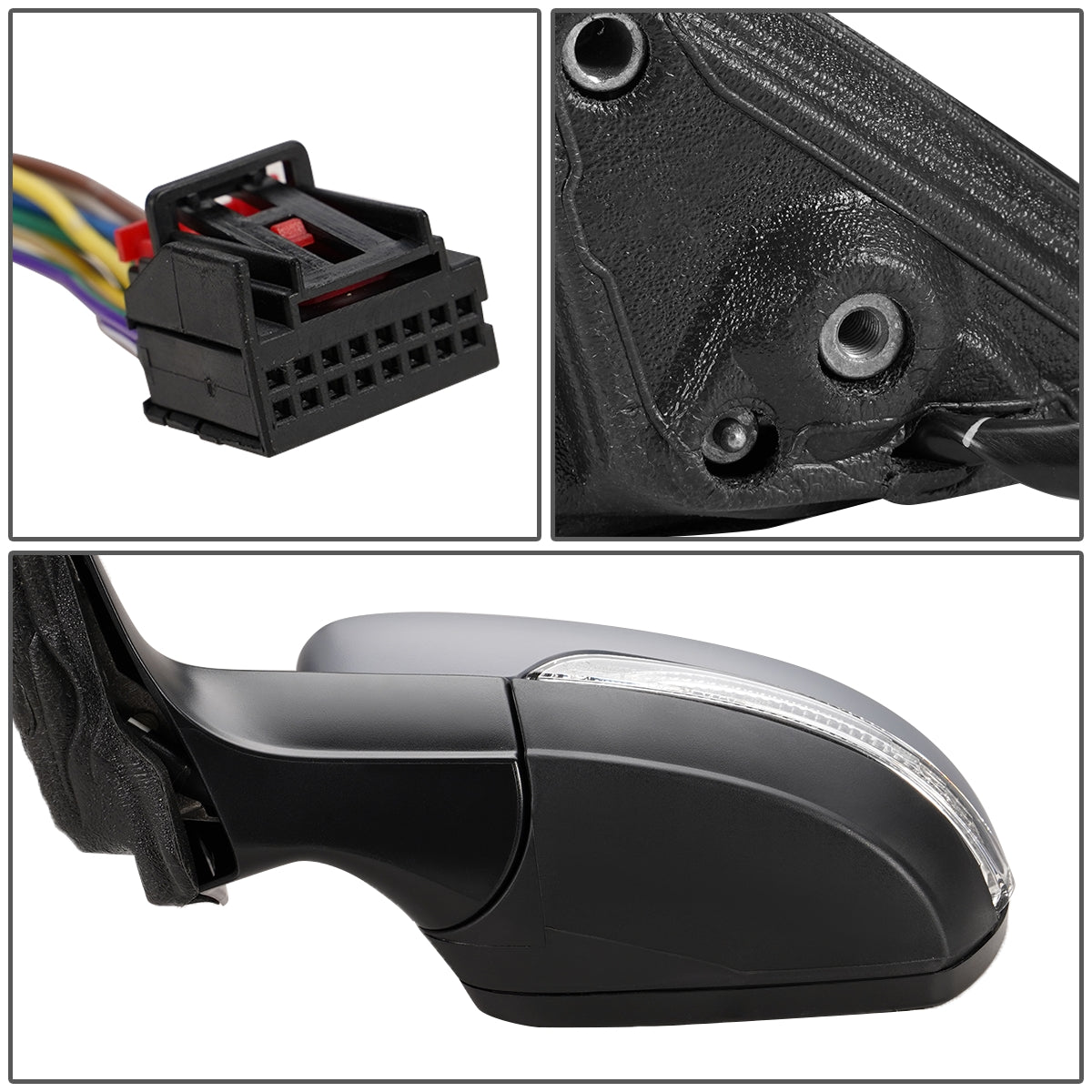 RETROVISOR MIRROR - OEM - 11-15 VOLKSWAGEN PASSAT - POWERED - HEATED - W/ SIGNAL LIGHT - W/ MEMORY - FOLDING - LEFT - GRAY