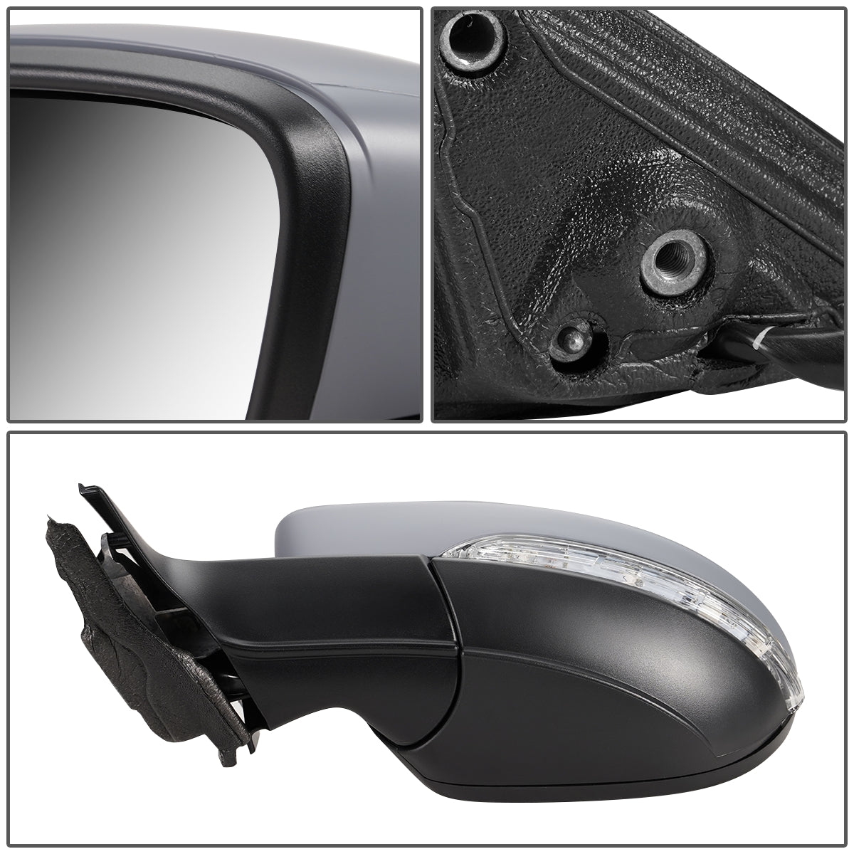 RETROVISOR MIRROR - OEM - 11-15 VOLKSWAGEN PASSAT - POWERED - HEATED - W/ SIGNAL LIGHT - W/ MEMORY - FOLDING - LEFT - GRAY