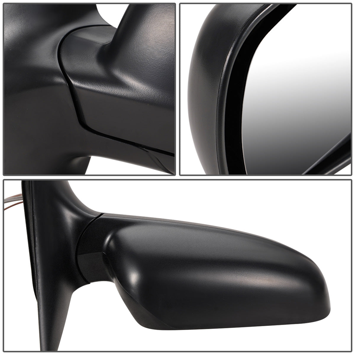 RETROVISOR MIRROR - OEM - 98-03 VOLKSWAGEN GOLF - MANUAL - W/ LEVER - HEATED - FOLDING - W/ CHROME GLASS - RIGHT - BLACK