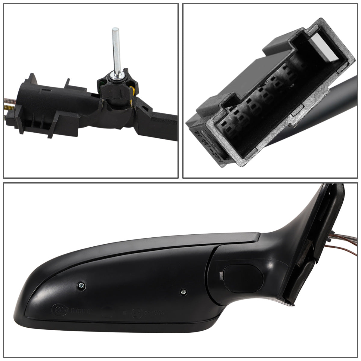 RETROVISOR MIRROR - OEM - 98-03 VOLKSWAGEN GOLF - MANUAL - W/ LEVER - HEATED - FOLDING - W/ CHROME GLASS - RIGHT - BLACK