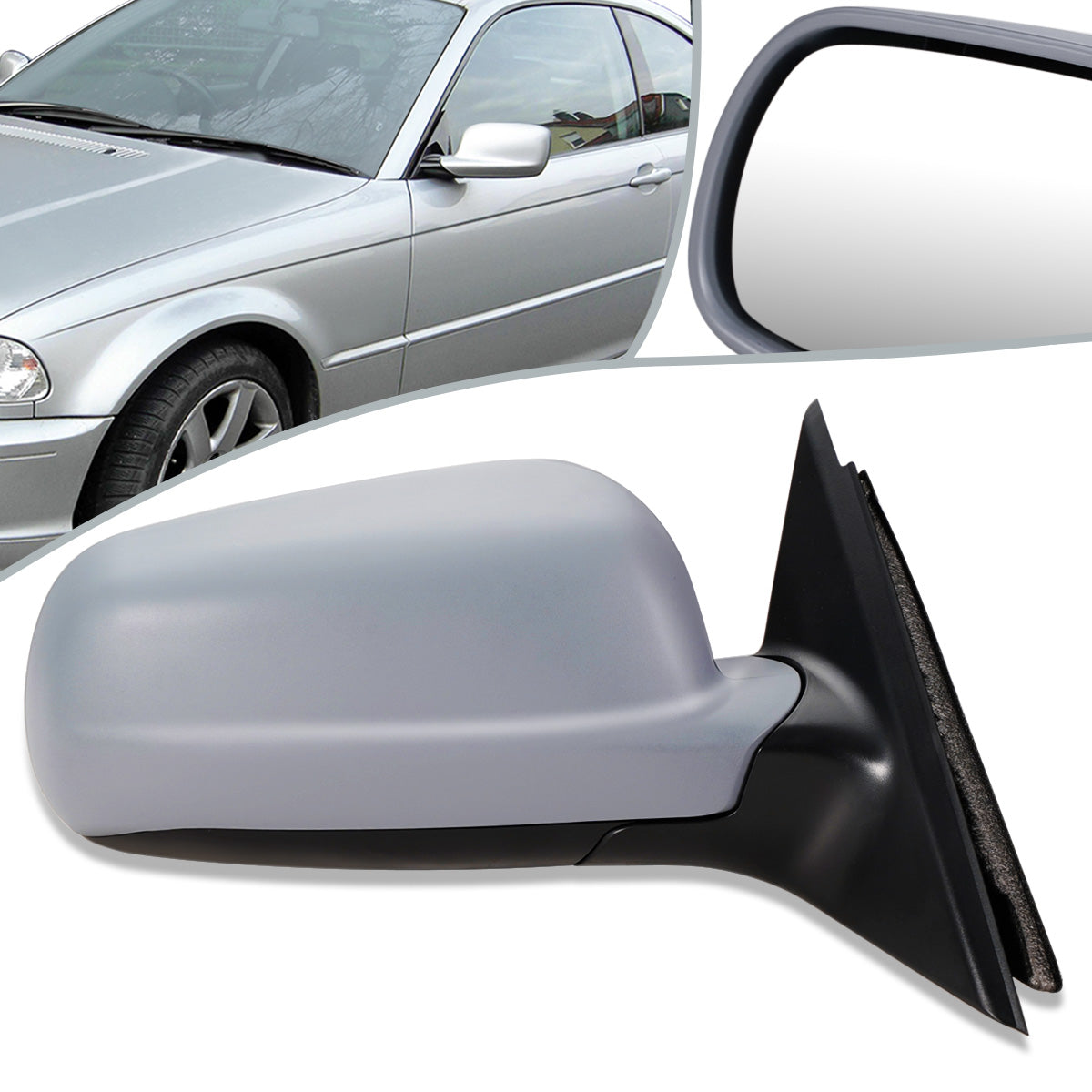 RETROVISOR MIRROR - OEM - 97-99 VOLKSWAGEN PASSAT - POWERED - HEATED - FOLDING - RIGHT - GRAY