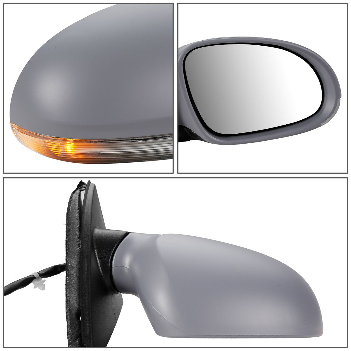RETROVISOR MIRROR - OEM - 05-10 VOLKSWAGEN PASSAT - POWERED - HEATED - W/ SIGNAL LIGHT - W/ PUDDLE LIGHT - FOLDING - RIGHT - GRAY