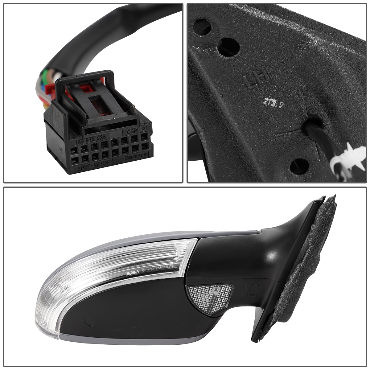 RETROVISOR MIRROR - OEM - 05-10 VOLKSWAGEN JETTA - POWERED - HEATED - W/ SIGNAL LIGHT - W/ PUDDLE LIGHT - FOLDING - RIGHT - GRAY