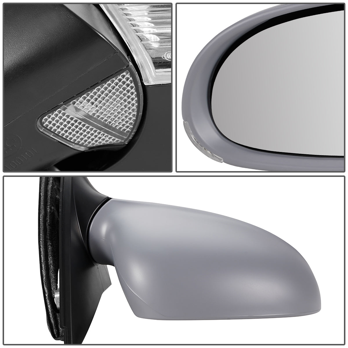 RETROVISOR MIRROR - OEM - 05-10 VOLKSWAGEN JETTA - POWERED - HEATED - W/ SIGNAL LIGHT - W/ PUDDLE LIGHT - FOLDING - RIGHT - GRAY