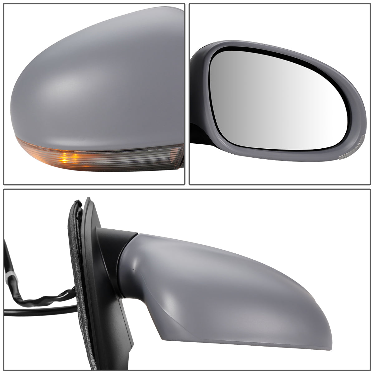 RETROVISOR MIRROR - OEM - 04-08 VOLKSWAGEN GOLF - POWERED - HEATED - W/ SIGNAL LIGHT - FOLDING - RIGHT - GRAY