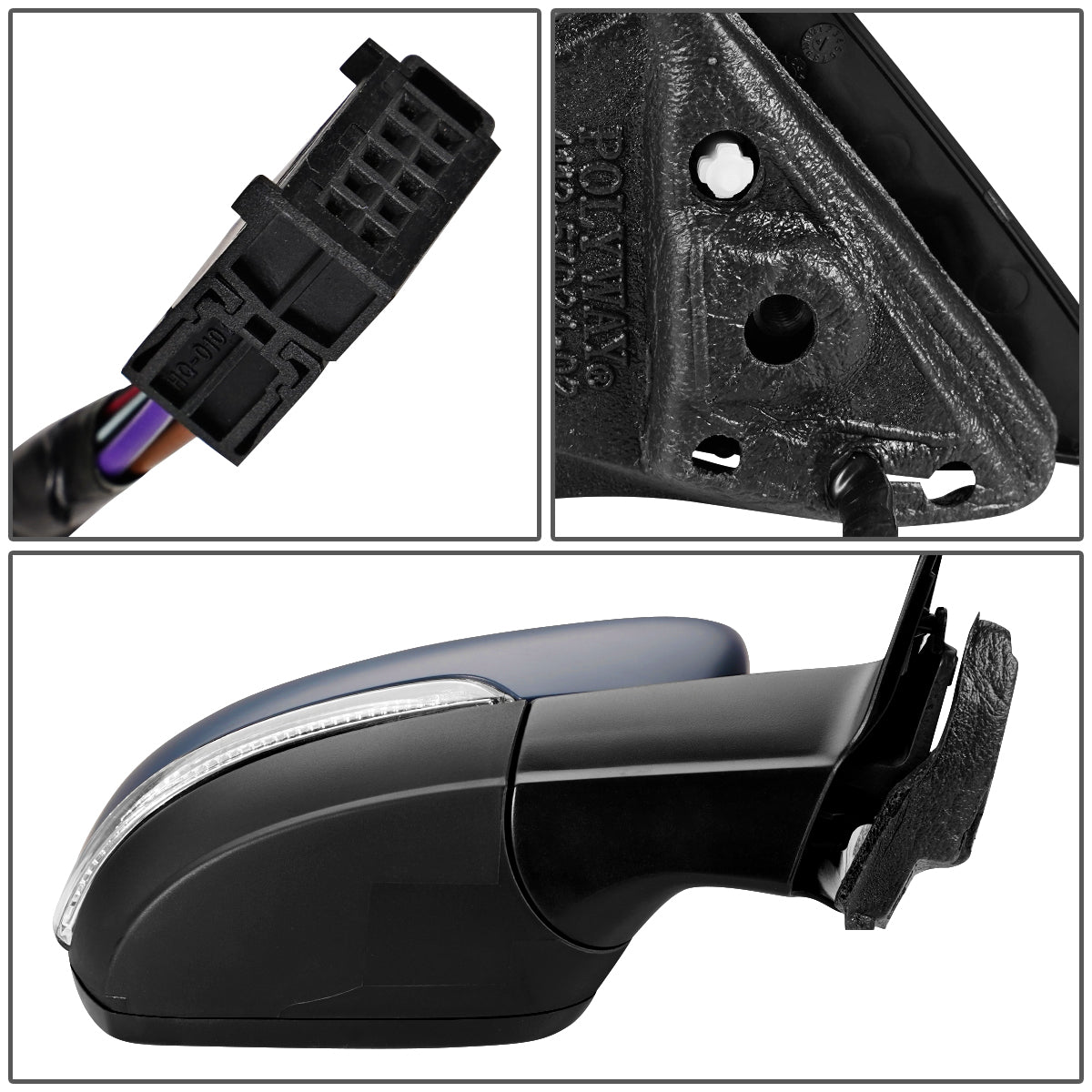 RETROVISOR MIRROR - OEM - 11+ VOLKSWAGEN BEETLE - POWERED - HEATED - W/ SIGNAL LIGHT - FOLDING - RIGHT - GRAY