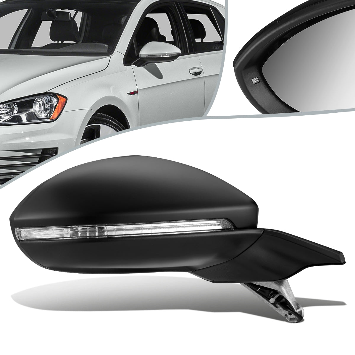 RETROVISOR MIRROR - OEM - 13-16 VOLKSWAGEN GOLF - POWERED - HEATED - W/ SIGNAL LIGHT - FOLDING - RIGHT - BLACK