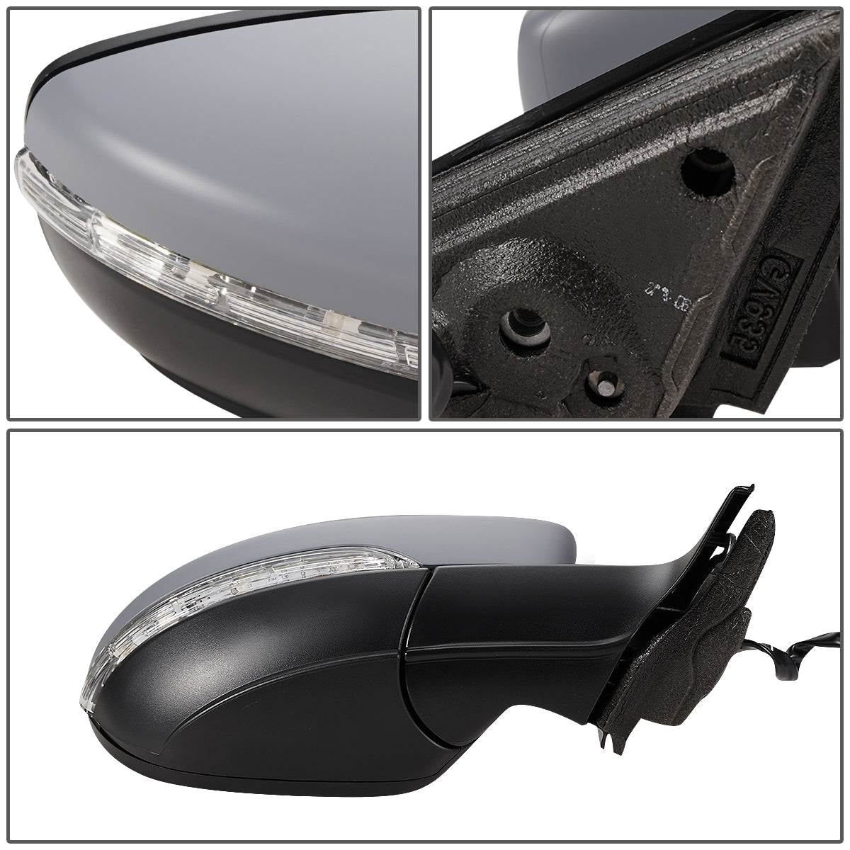 RETROVISOR MIRROR - OEM - 11-15 VOLKSWAGEN PASSAT - POWERED - HEATED - W/ SIGNAL LIGHT - FOLDING - RIGHT - GRAY