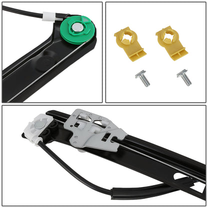 REGULADOR DE VENTANA WINDOW MOTORS & REGULATORS - METALLIC - 99-00 BMW 323I/01-05 BMW 325I/01-05 BMW 325XI/99-00 BMW 328I/01-05 BMW 330I/01-05 BMW 330XI - FITS 4-DOOR SEDAN / WAGON MODELS ONLY - METALLIC - BARE STEEL/PLASTIC