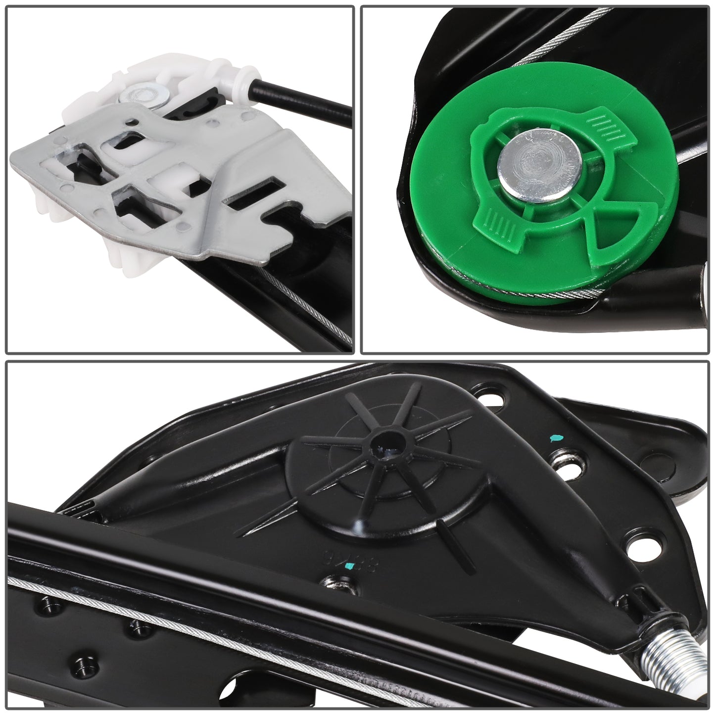 REGULADOR DE VENTANA WINDOW MOTORS & REGULATORS - METALLIC - 99-00 BMW 323I/01-05 BMW 325I/01-05 BMW 325XI/99-00 BMW 328I/01-05 BMW 330I/01-05 BMW 330XI - FITS 4-DR MODELS - METALLIC - BARE STEEL/PLASTIC