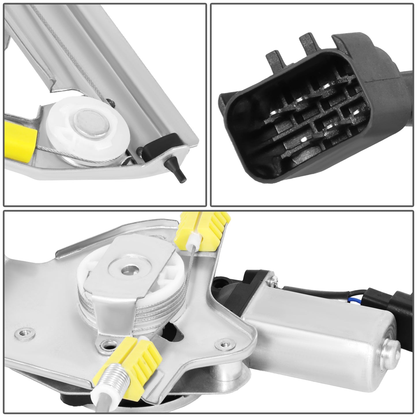 REGULADOR DE VENTANA WINDOW MOTORS & REGULATORS - CHRYSLER TOWN & COUNTRY 2008-2016 / DODGE GRAND CARAVAN 2008-2020 / RAM C/V 2012-2015 - W/ 6PIN CONNECTOR - W/ AUTO-UP - METALLIC - BARE STEEL / PLASTIC