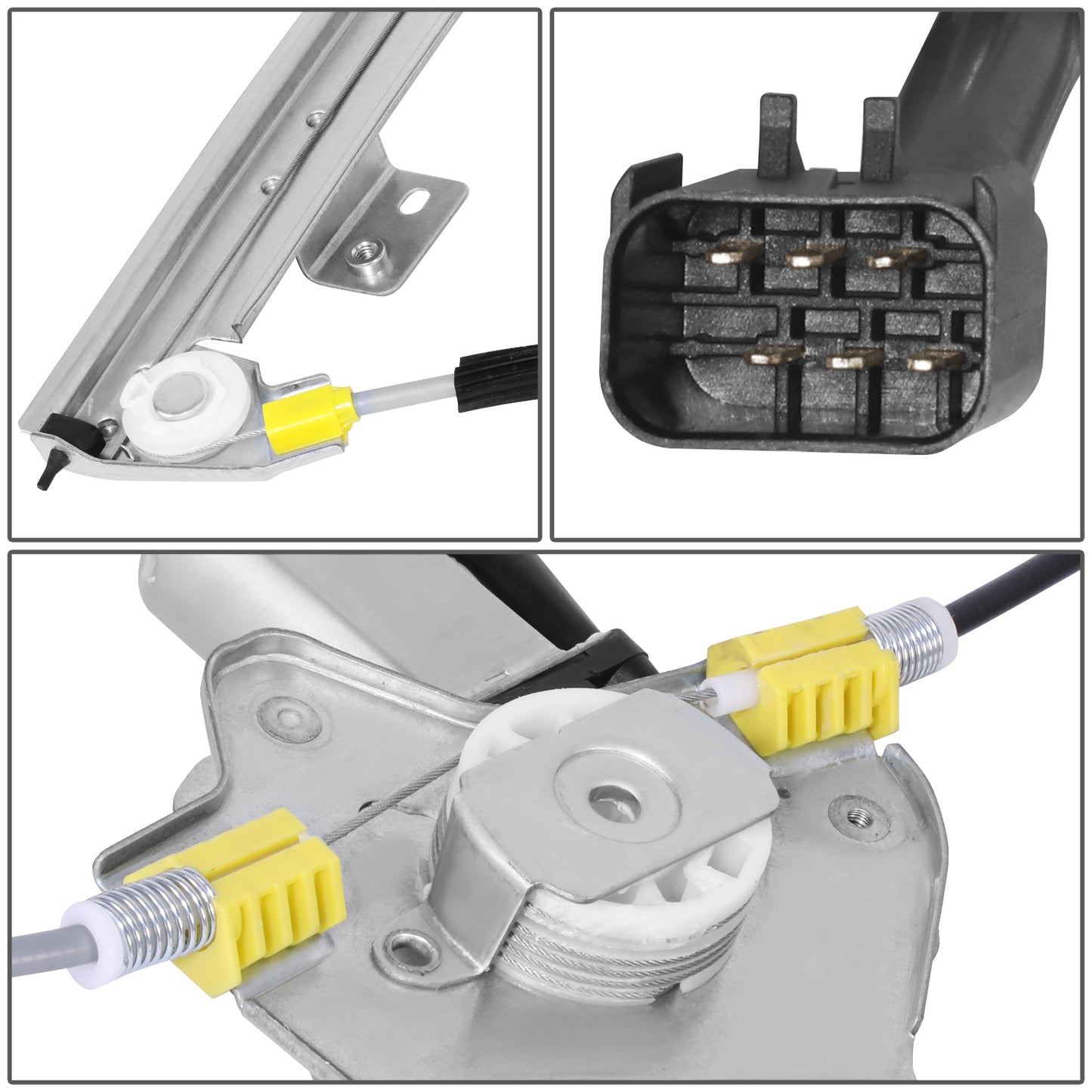 REGULADOR DE VENTANA WINDOW MOTORS & REGULATORS - CHRYSLER TOWN & COUNTRY 2008-2016 / DODGE GRAND CARAVAN 2008-2020 / RAM C/V 2012-2015 - W/ 6PIN CONNECTOR - W/ AUTO-UP - METALLIC - BARE STEEL / PLASTIC