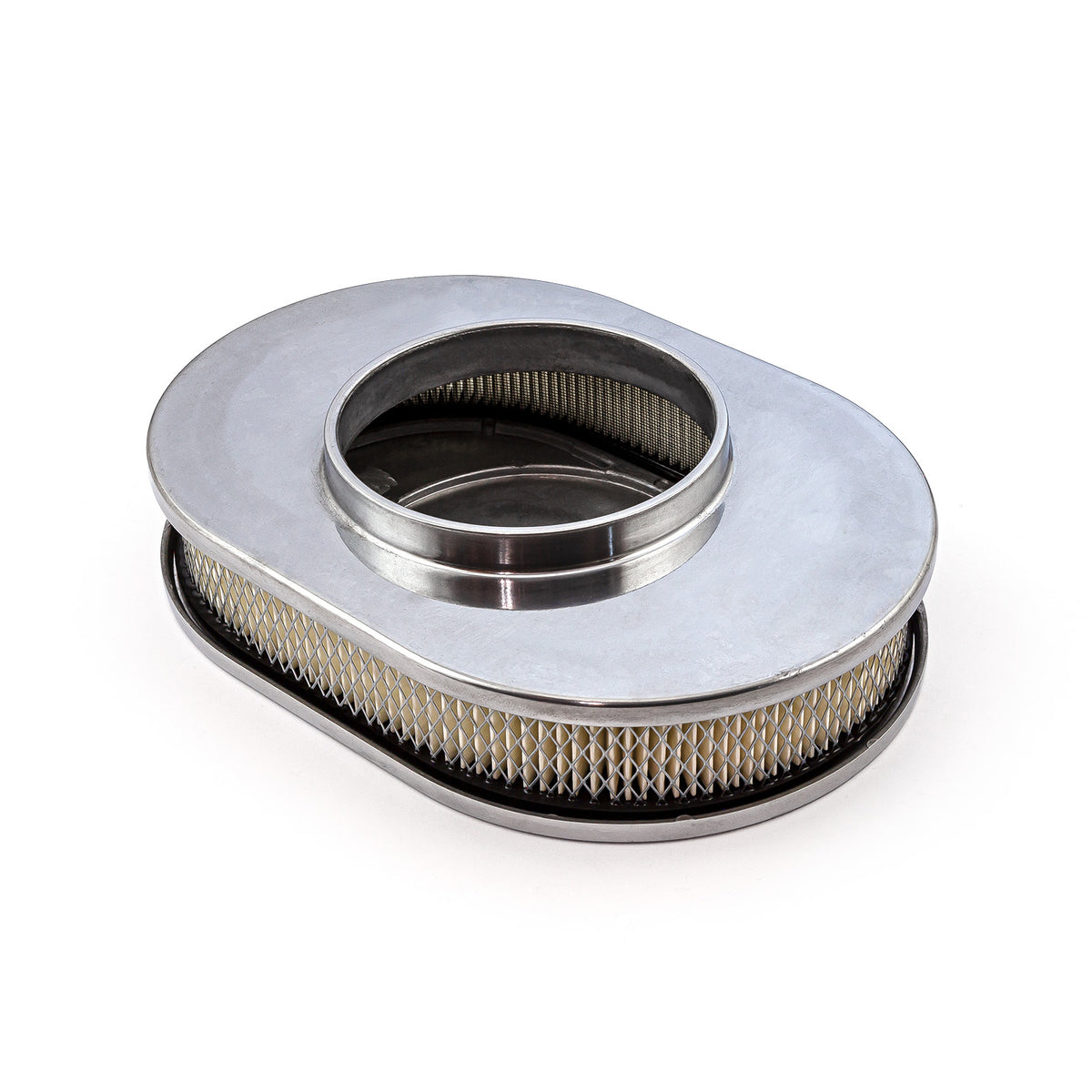 12" x 2" Oval Ball Milled Polished Aluminum Air Cleaner Kit