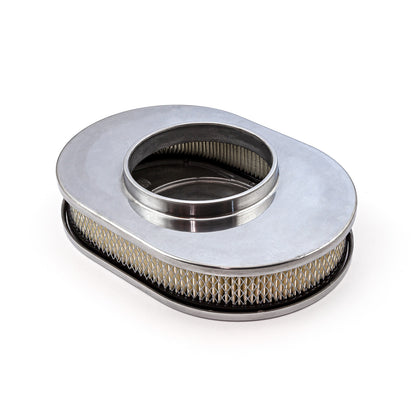 12" x 2" Oval Ball Milled Polished Aluminum Air Cleaner Kit