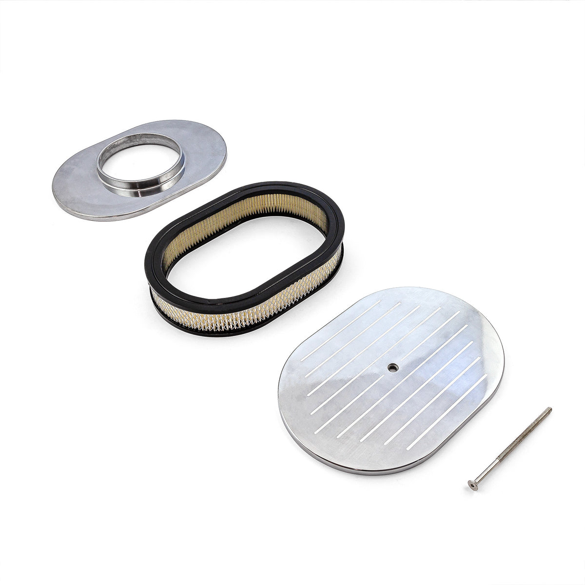 12" x 2" Oval Ball Milled Polished Aluminum Air Cleaner Kit