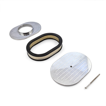 12" x 2" Oval Ball Milled Polished Aluminum Air Cleaner Kit