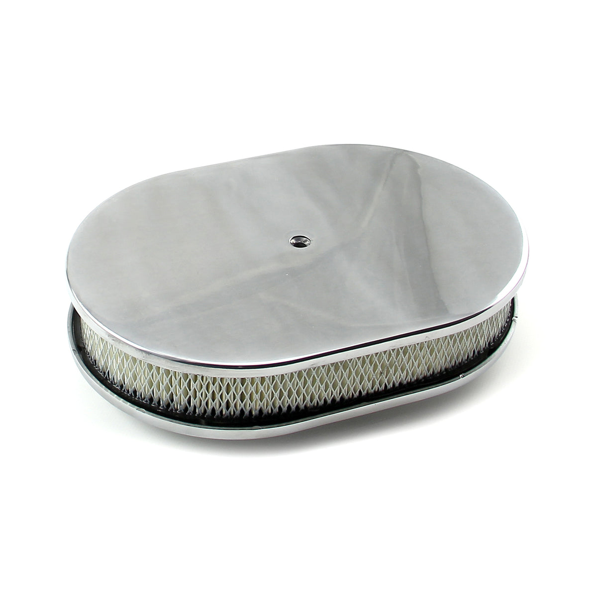 12" x 2" Oval Plain Polished Aluminum Air Cleaner Kit