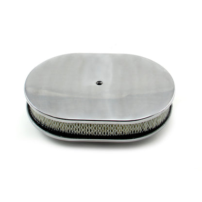 12" x 2" Oval Plain Polished Aluminum Air Cleaner Kit