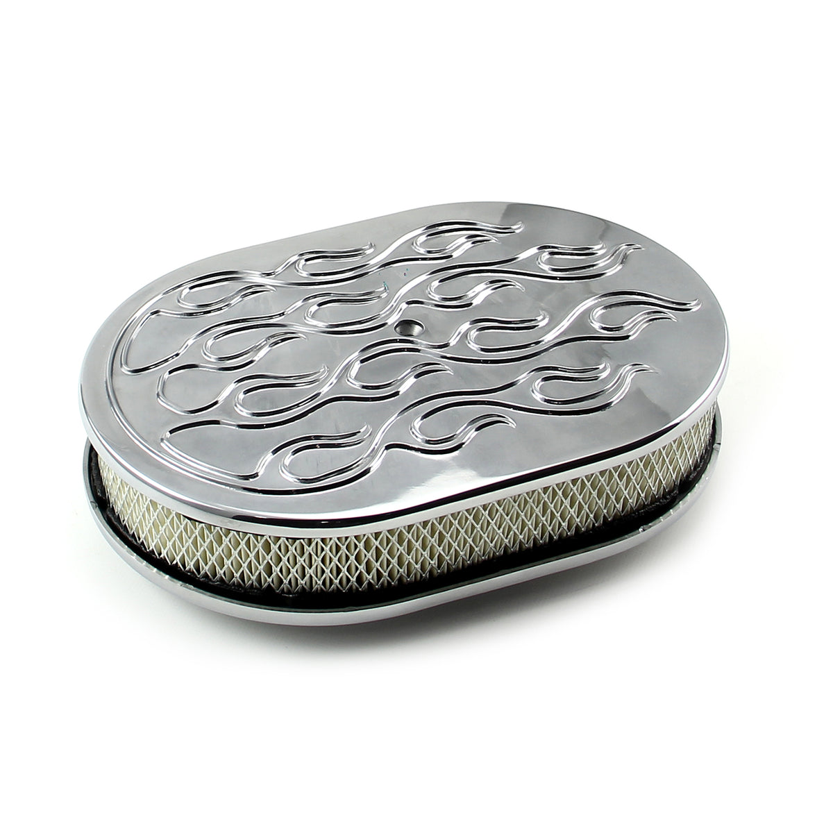 12" x 2" Oval Flamed Polished Aluminum Air Cleaner Kit
