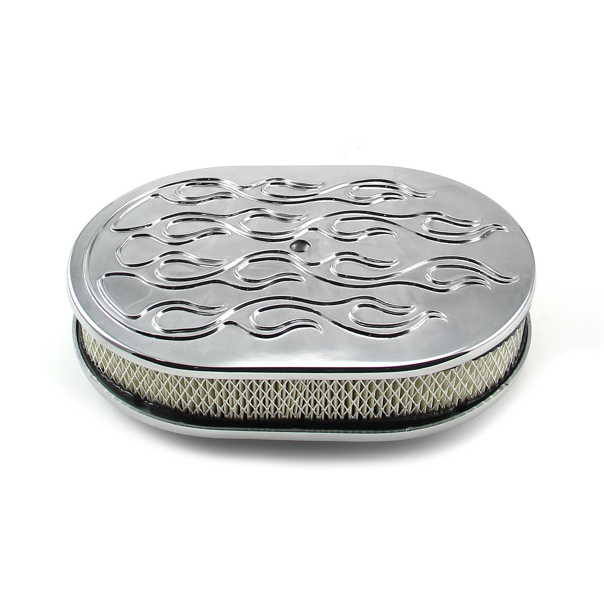 12" x 2" Oval Flamed Polished Aluminum Air Cleaner Kit