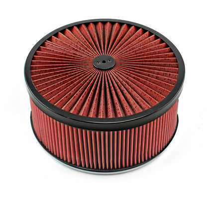 14" x 6" Washable Element Extreme Top w/Black Ring Flat Base Air Cleaner Kit