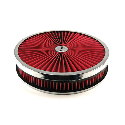 14" x 2" Washable Element Extreme Top w/Chrome Ring Flat Base Air Cleaner Kit
