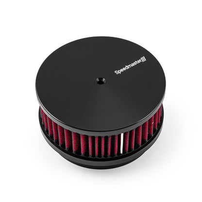 6" x 2" Washable Filter Billet Aluminum Air Cleaner Assembly Kit - Black
