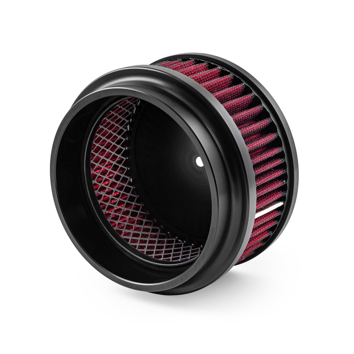 6" x 2" Washable Filter Billet Aluminum Air Cleaner Assembly Kit - Black