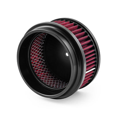 6" x 2" Washable Filter Billet Aluminum Air Cleaner Assembly Kit - Black