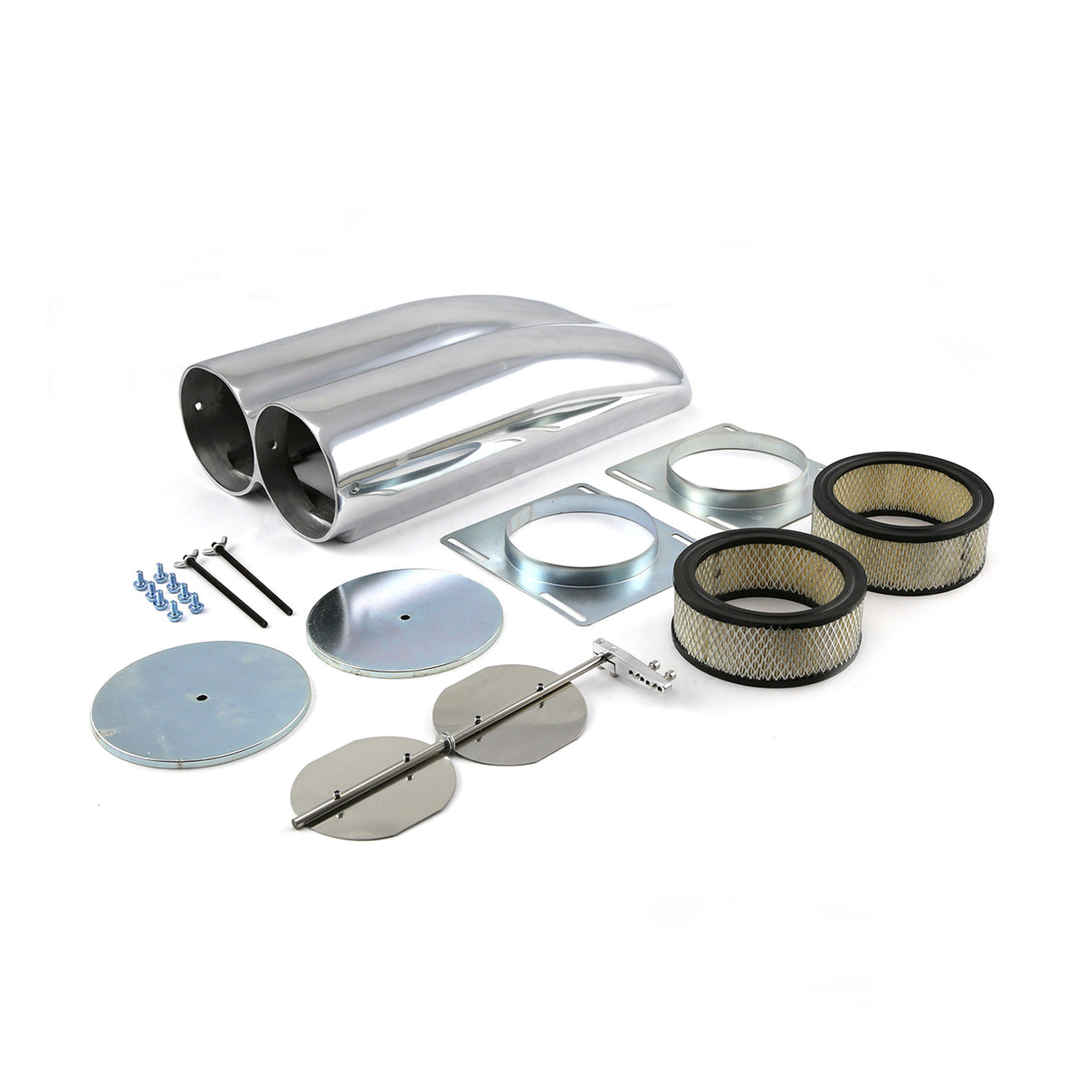 Polished Aluminum Dual Carburetor Shotgun Smooth Hood Scoop