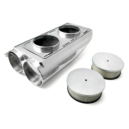 Polished Aluminum Dual Carburetor Shotgun Smooth Hood Scoop
