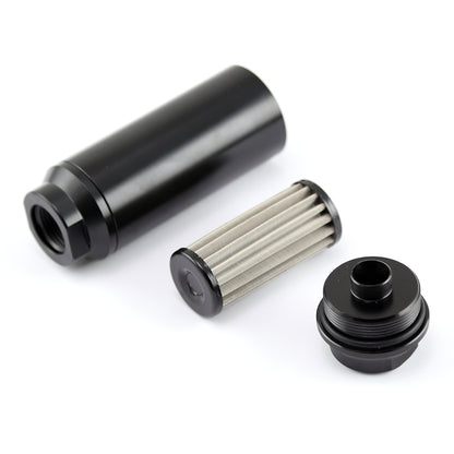 Inline Billet Aluminum Black Anodized Fuel Filter -10 AN Female