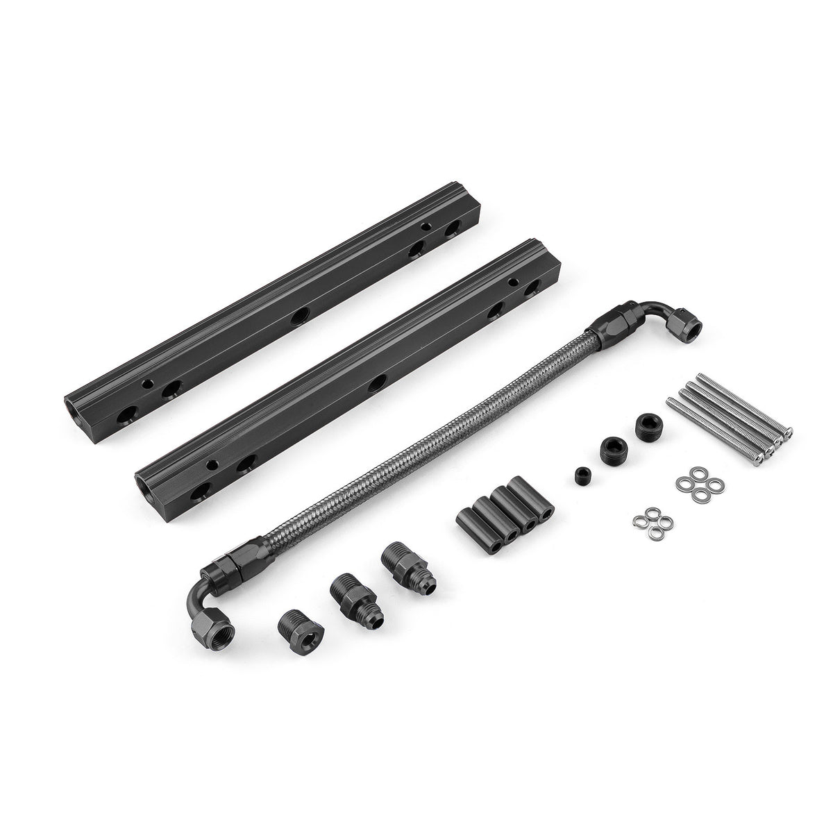 Pontiac 326 350 389 400 421 428 455 Aluminum Fuel Injector Rail Kit Black [MidRise Air]