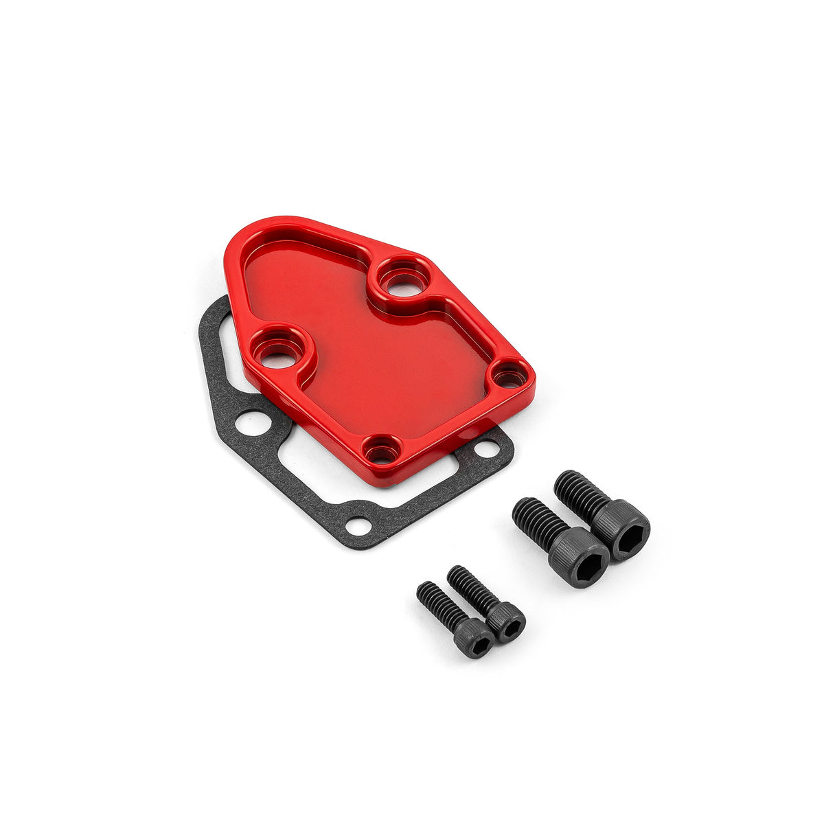 Chevy SBC 350 Fuel Pump Block-Off Plate Red