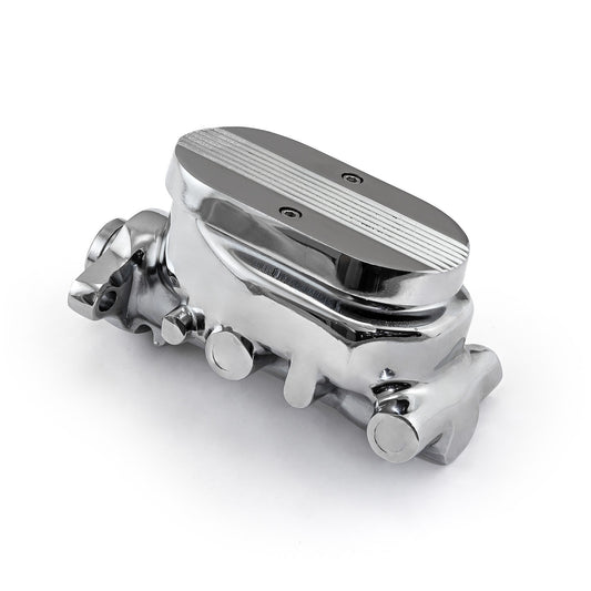 Universal Gm Finned Top Aluminum Brake Master Cylinder Chrome [1.125" Bore]