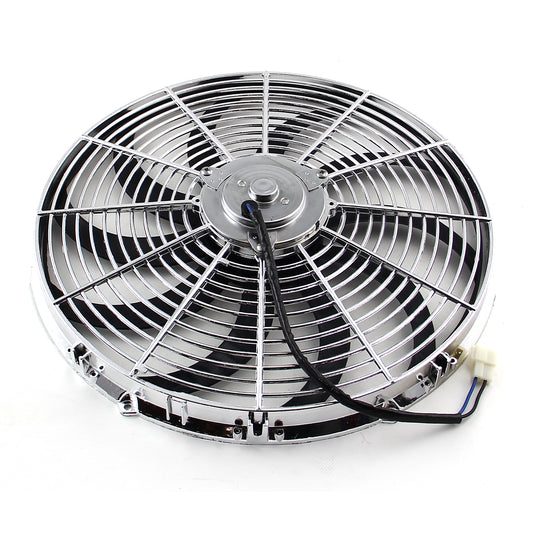 16" Reversable 12V 'S' Blade Radiator Electric Thermo Fan - Chrome