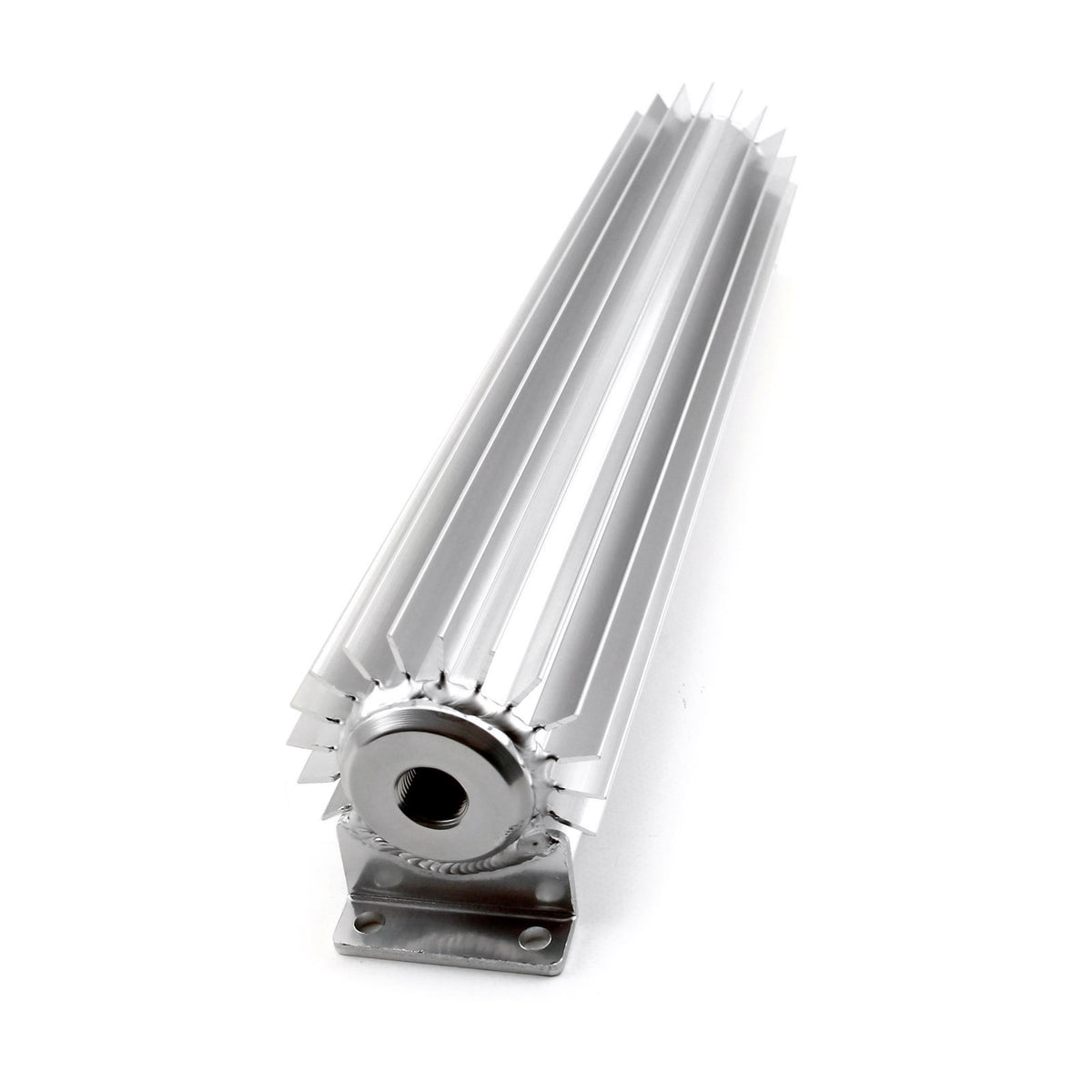 12" Silver Anodized Single Pass Transmission Oil Cooler With Fittings