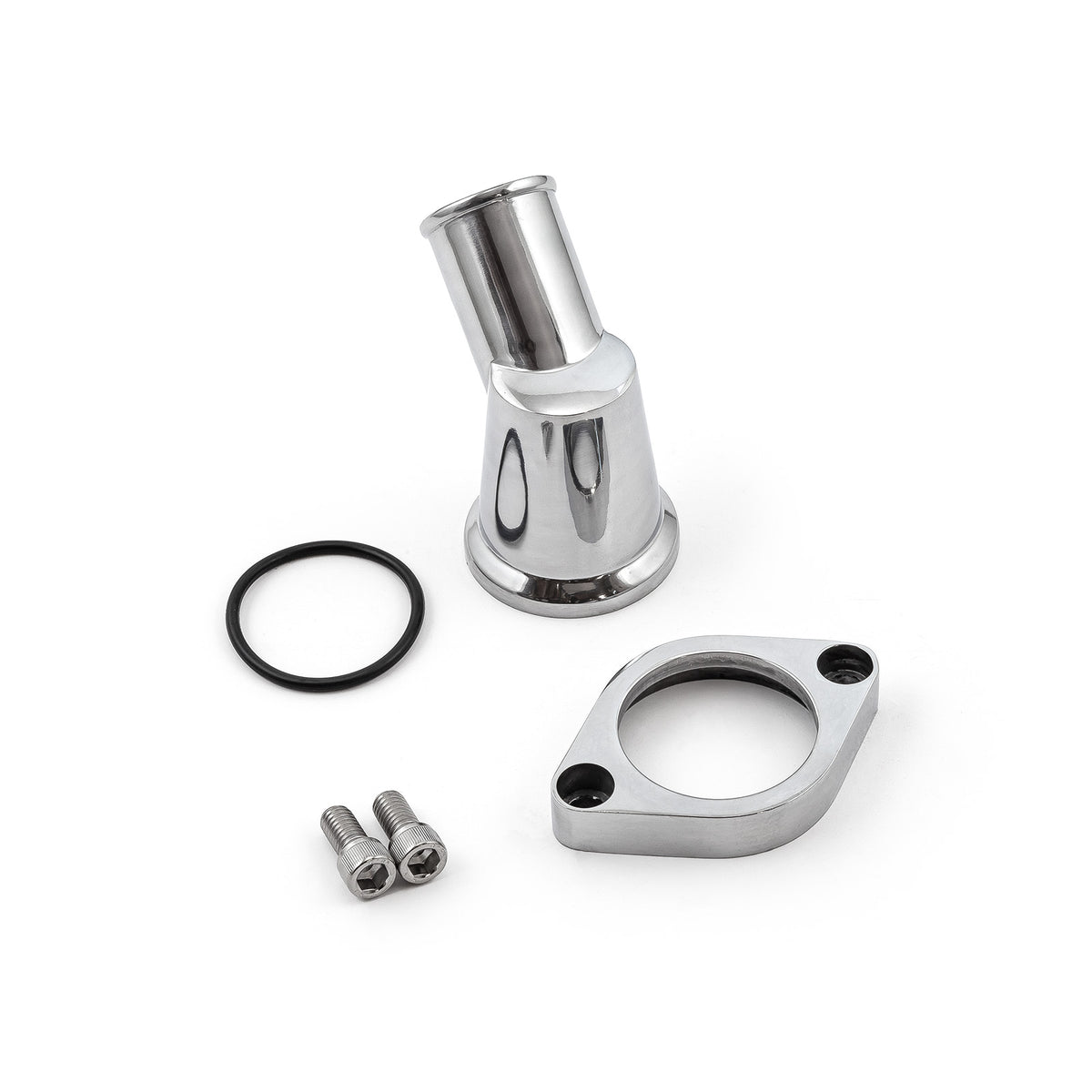 Chevy SBC 350 45 Degree Swivel Aluminum Thermostat Housing Water Neck Polished