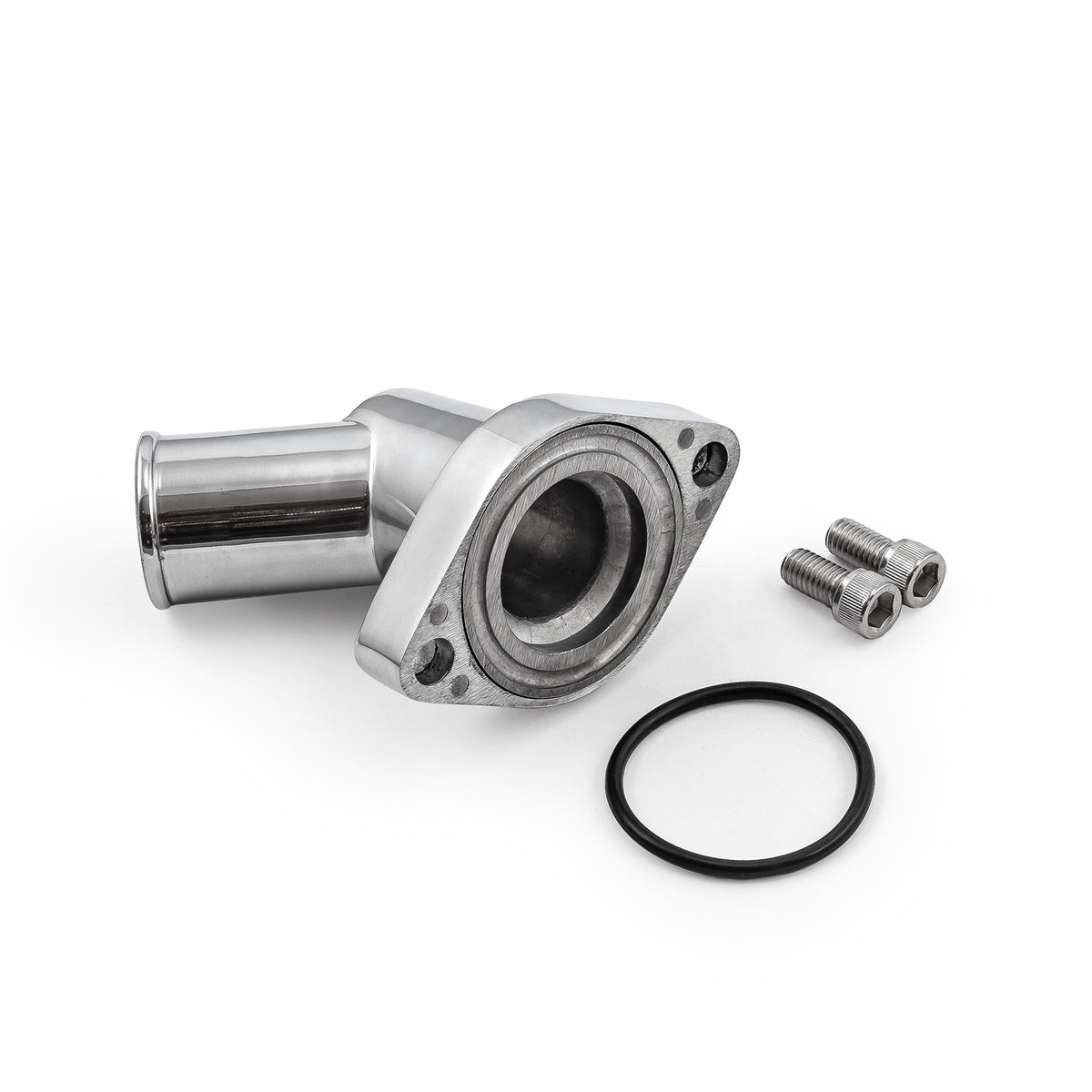 Chevy SBC 350 45 Degree Swivel Aluminum Thermostat Housing Water Neck Polished