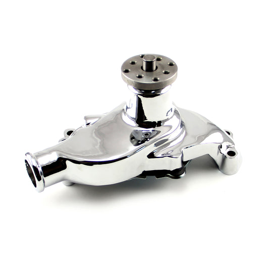 Chevy SBC 350 High Volume Aluminum Short Water Pump w/o Heater Port [Chrome]