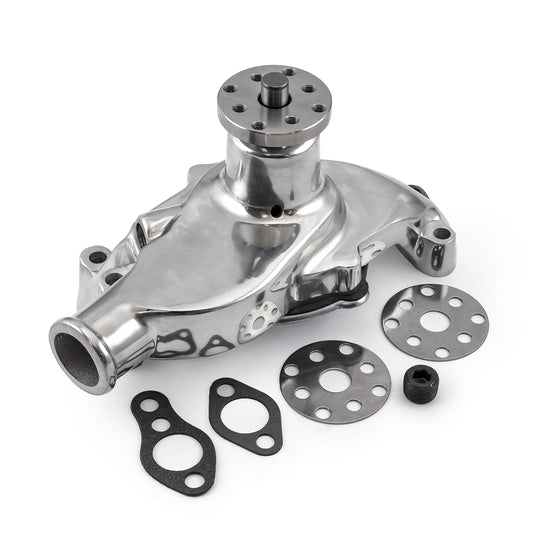 Chevy SBC 350 High Volume Aluminum Short Water Pump w/o Heater Port [Polished]