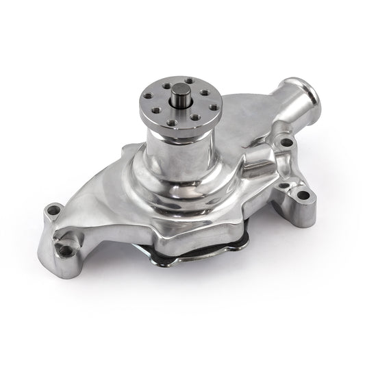 Chevy SBC 350 High Volume Aluminum Short Water Pump w/o Heater Port [Polished]
