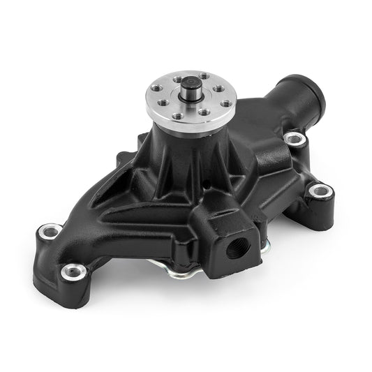 Chevy SBC 350 High Volume Aluminum Short Water Pump with Heater Port [Black]
